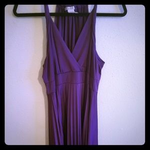 Deep V Purple Dress
